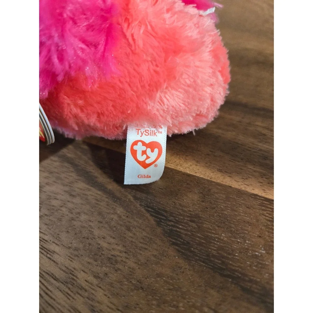 Ty Beanie Boos Gilda the Flamingo Pink Plush Stuffed Animal Glitter Eyes 6 inch